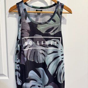 MENS 21MEN FOREVER 21 LEAF PRINT TANK TOP T-SHIRT size M
